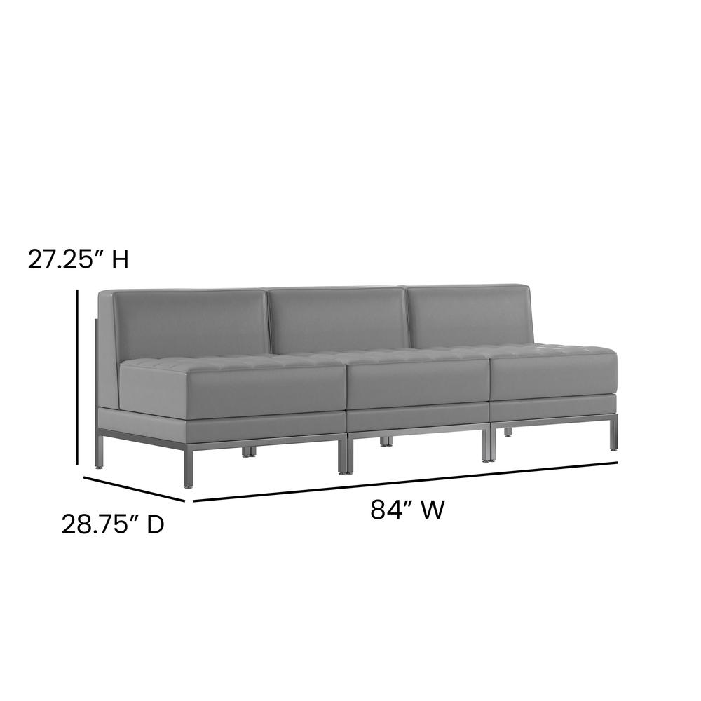 Imagination 3 Piece Gray LeatherSoft Waiting Room Lounge Set - Reception Bench. Picture 4