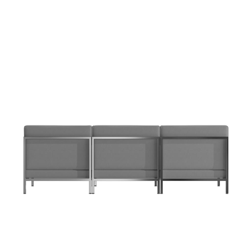 Imagination 3 Piece Gray LeatherSoft Waiting Room Lounge Set - Reception Bench. Picture 5