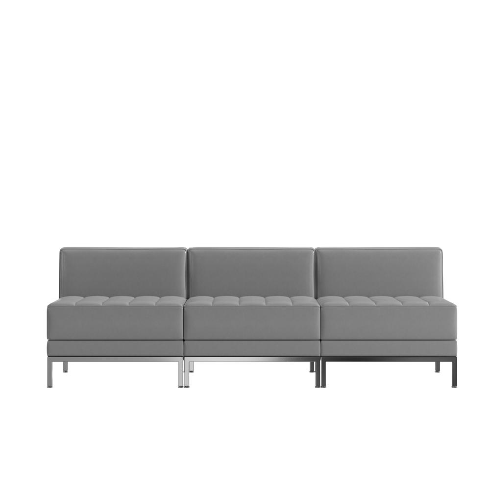 Imagination 3 Piece Gray LeatherSoft Waiting Room Lounge Set - Reception Bench. Picture 7