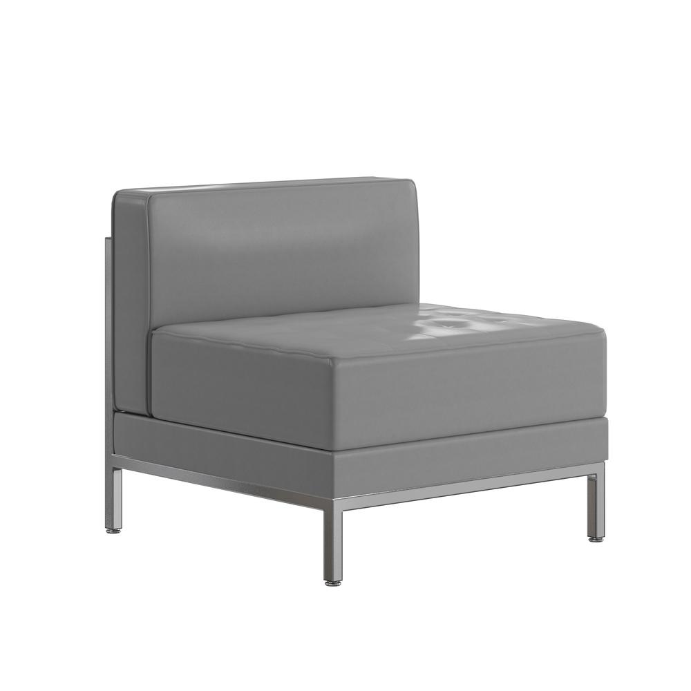Imagination Contemporary Gray Leathersoft Middle Chair. Picture 2