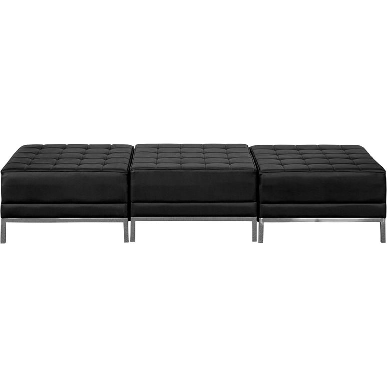 Black LeatherSoft Three Seat Bench. Picture 1