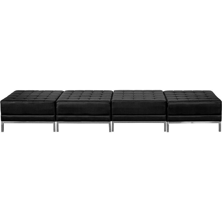Black LeatherSoft Four Seat Bench. Picture 1
