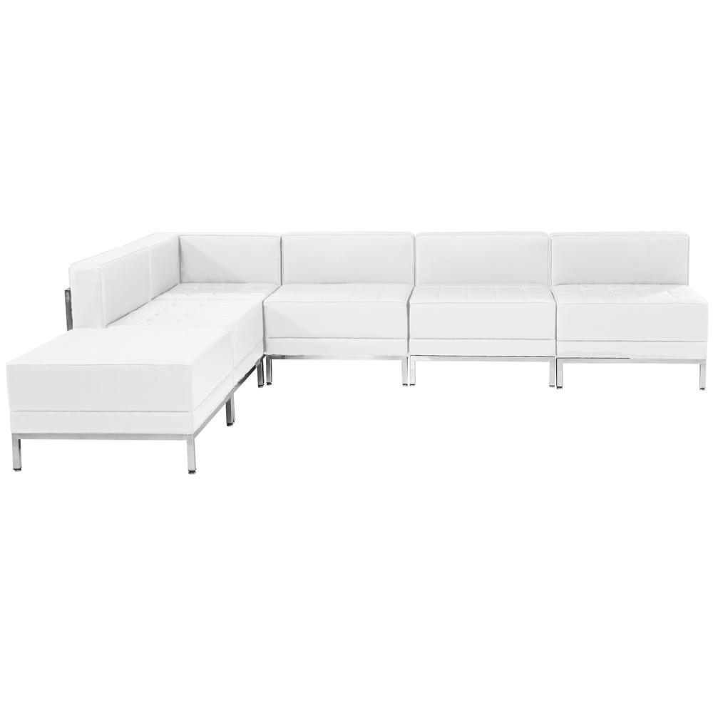 HERCULES Imagination Series Melrose White LeatherSoft Sectional Configuration, 6 Pieces. Picture 1