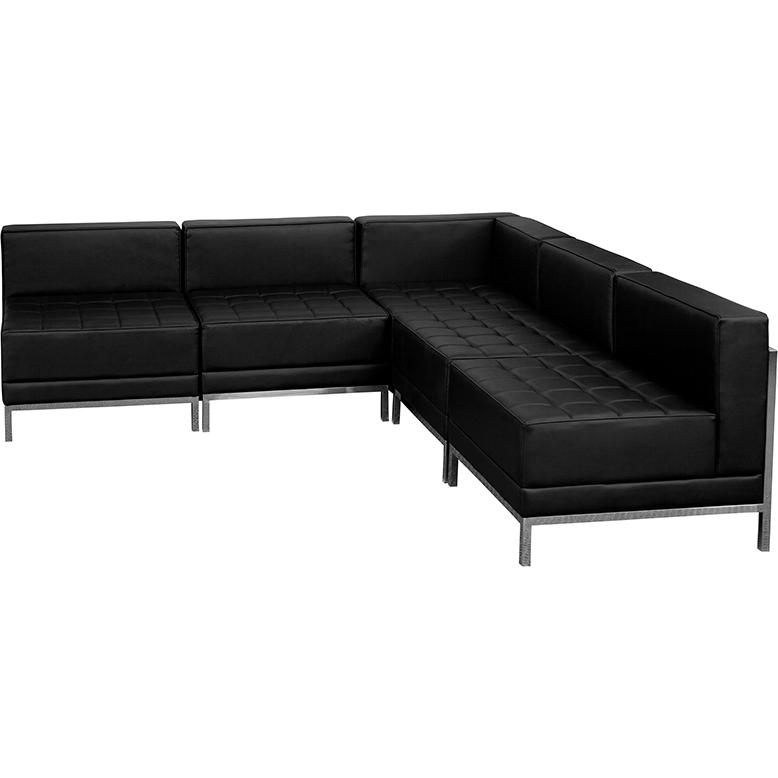 Black LeatherSoft Sectional Configuration, 5 Pieces. Picture 1