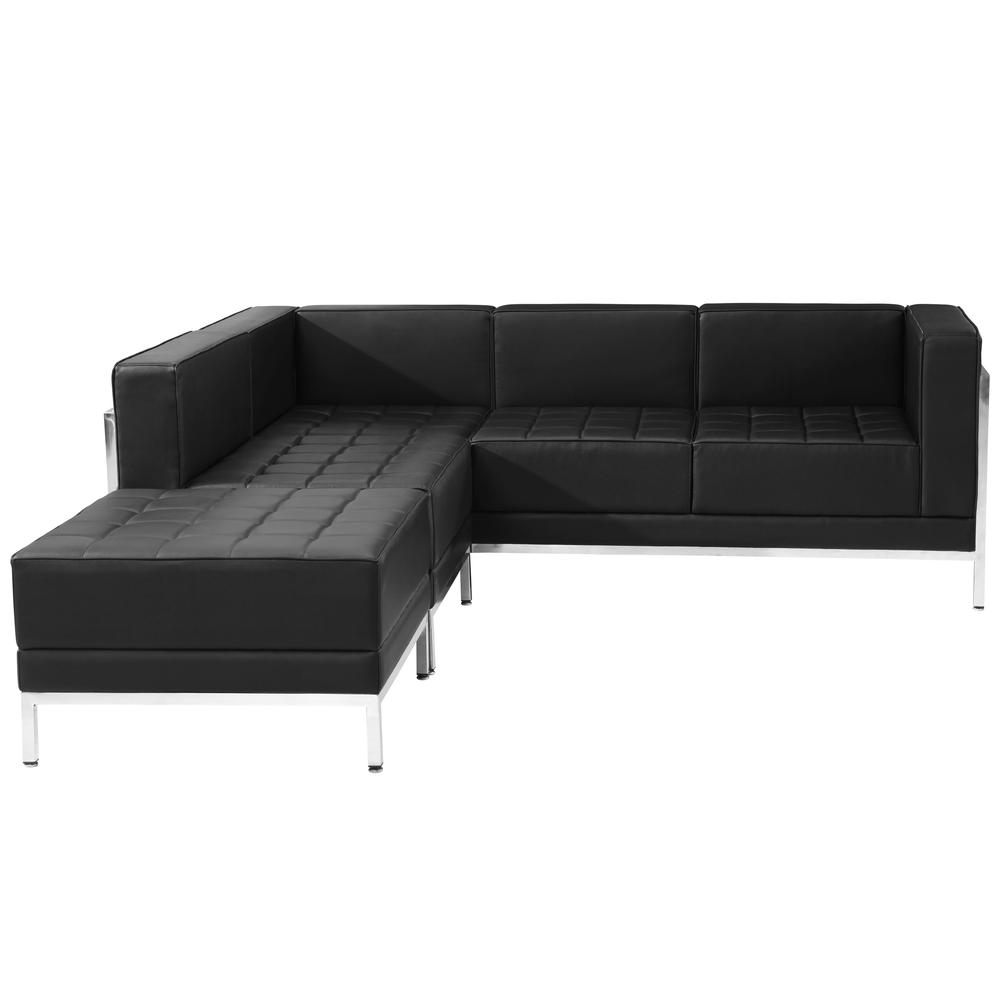 Black LeatherSoft Sectional Configuration, 3 Pieces. Picture 1