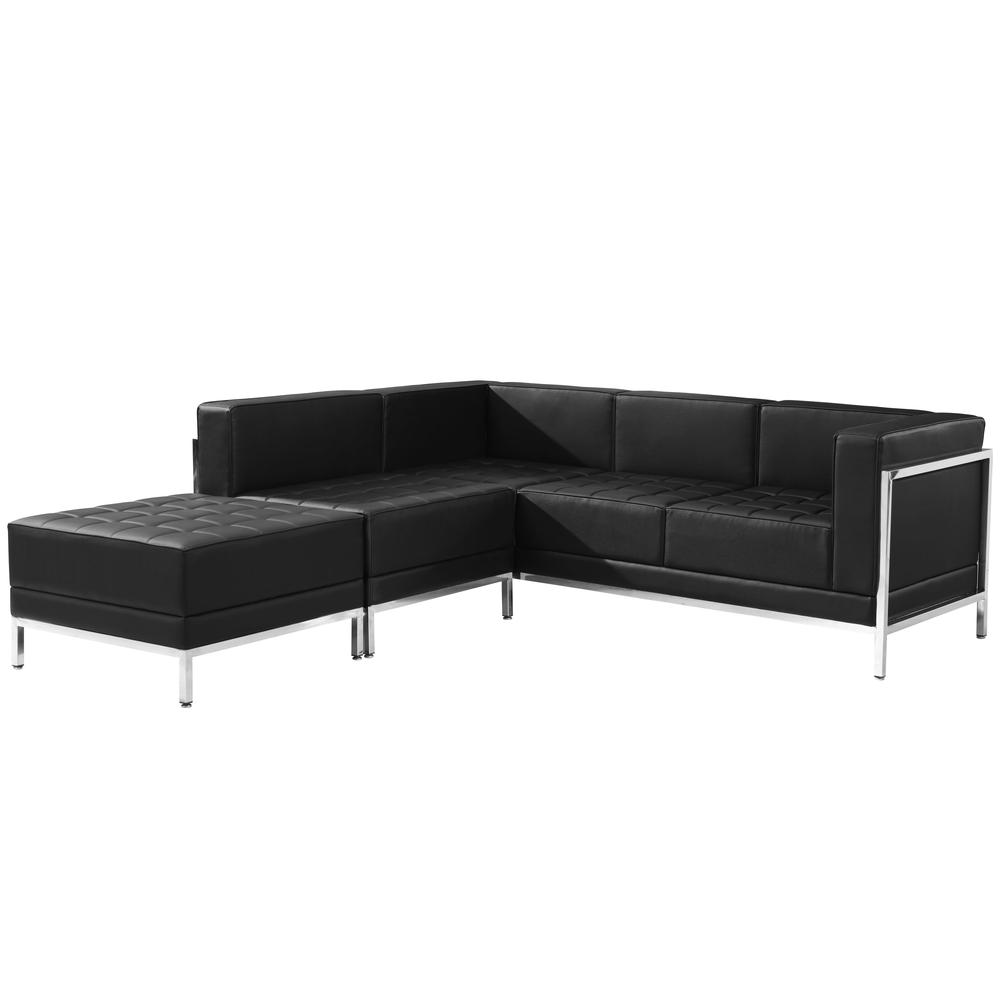 Black LeatherSoft Sectional Configuration, 3 Pieces. Picture 2