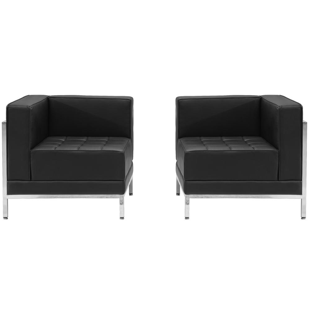 Black LeatherSoft 2 Piece Corner Chair Set. The main picture.
