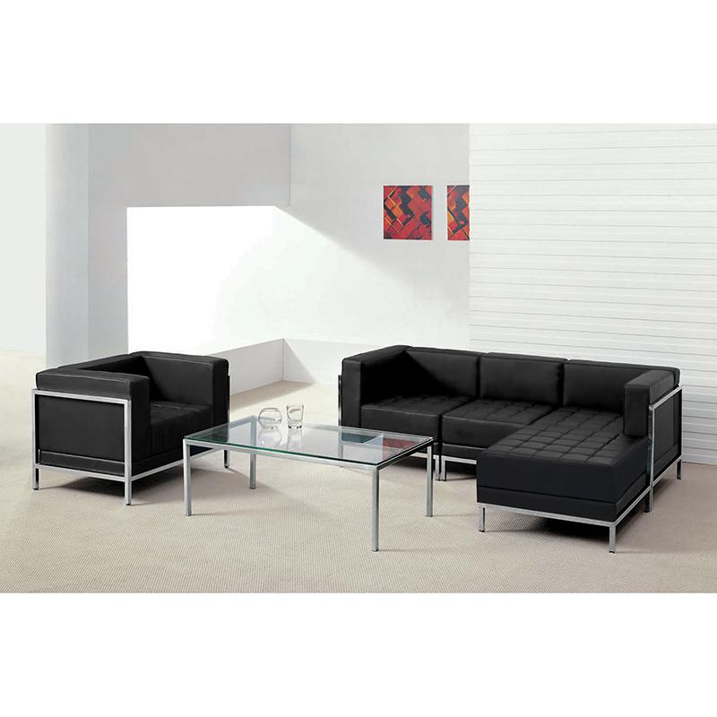 Black LeatherSoft Sectional & Chair, 5 Pieces. Picture 2