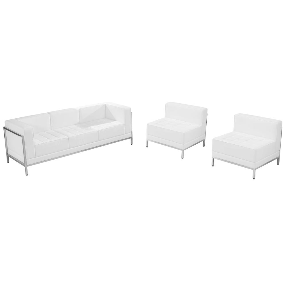Imagination Melrose White LeatherSoft Sofa & Chair Set. Picture 1