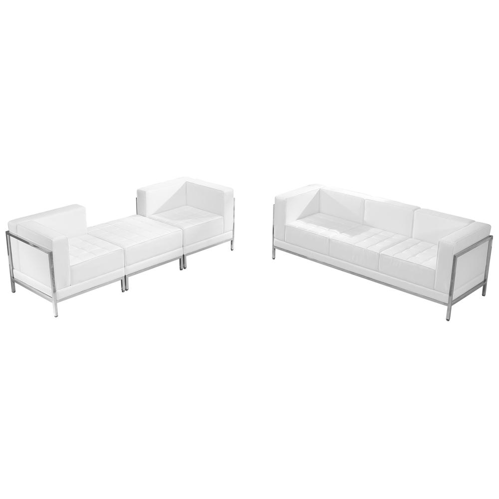 Imagination Melrose White LeatherSoft Sofa & Lounge Chair Set, 4 Pieces. Picture 1