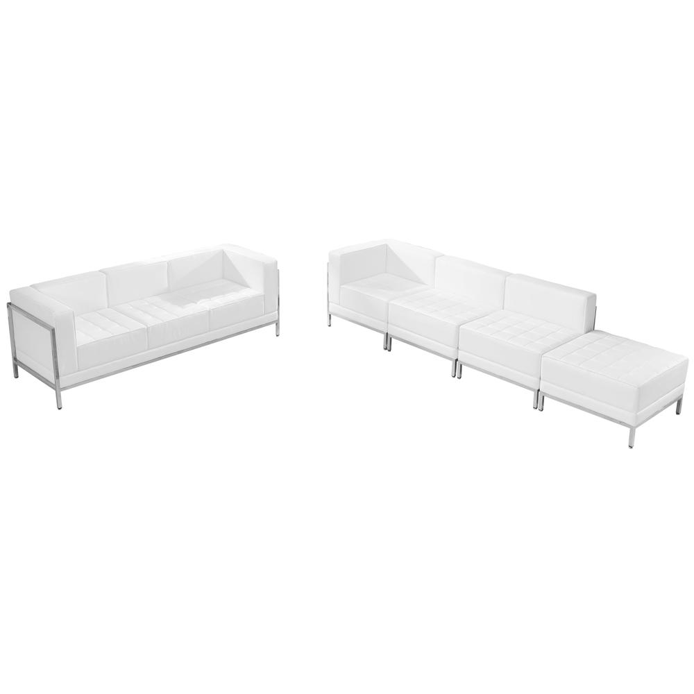 Imagination Melrose White LeatherSoft Sofa & Lounge Chair Set, 5 Pieces. Picture 1
