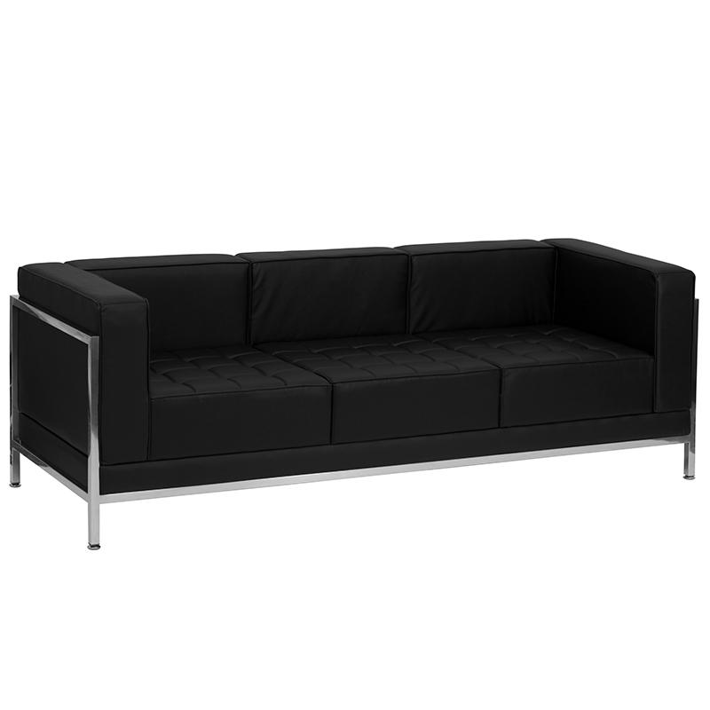 Black LeatherSoft Sofa Set, 5 Pieces. Picture 2