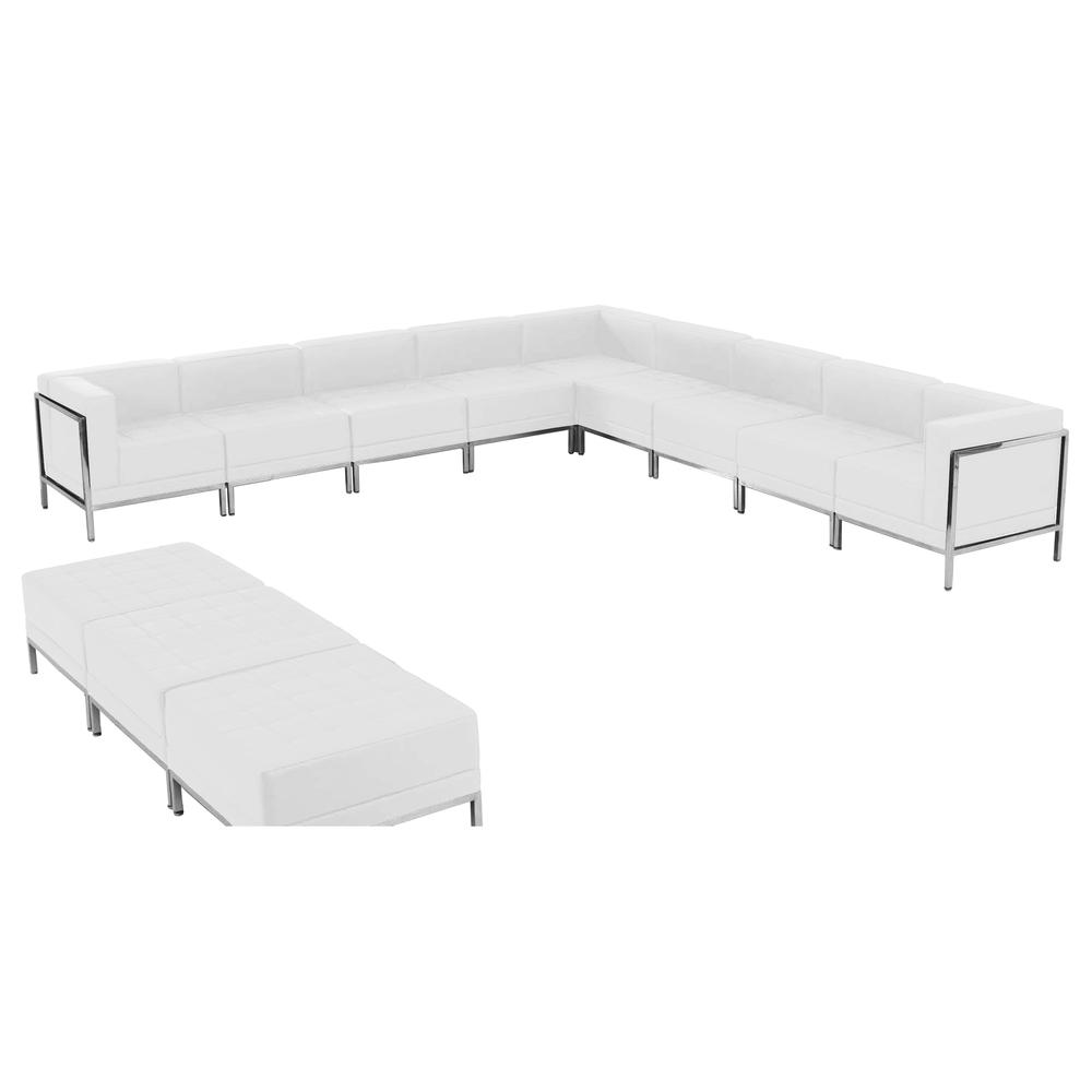 Imagination Melrose White LeatherSoft Sectional & Ottoman Set, 12 Pieces. Picture 1