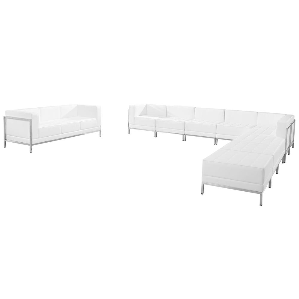 HERCULES Imagination Series Melrose White LeatherSoft Sectional & Sofa Set, 10 Pieces. Picture 1