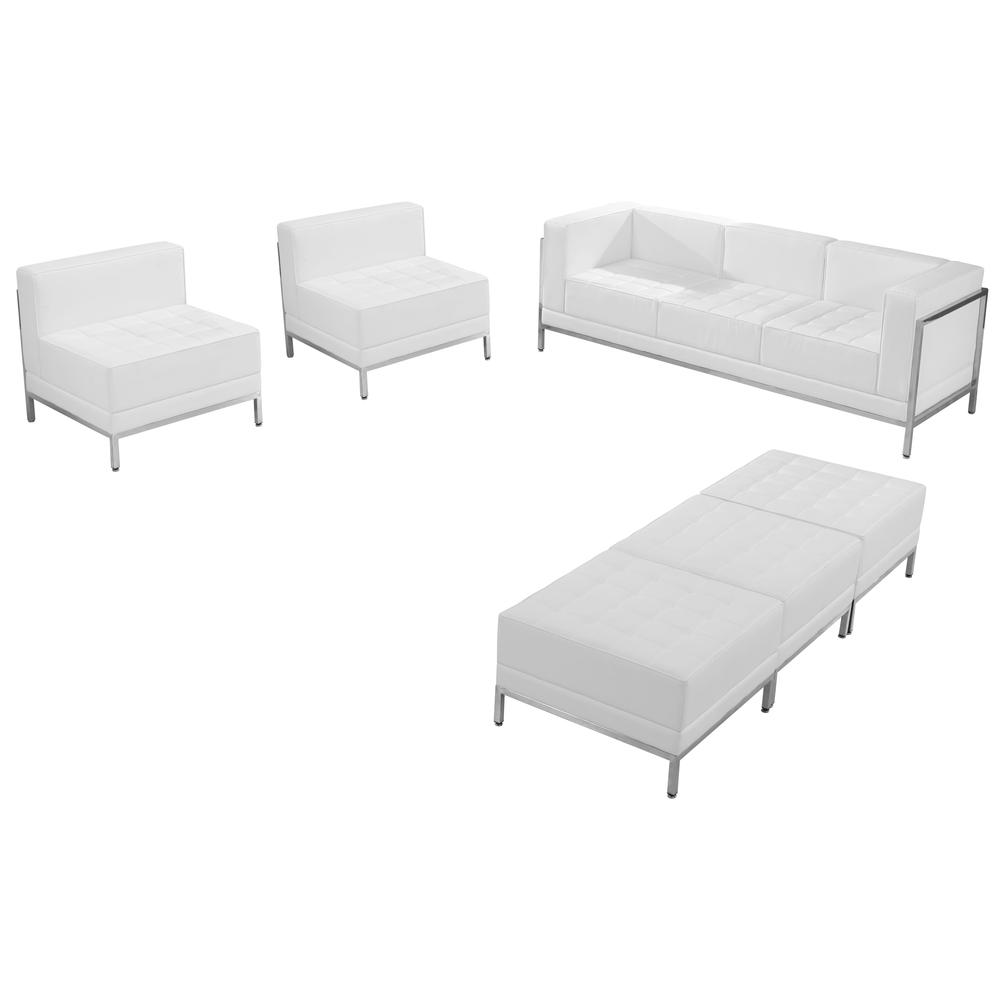 HERCULES Imagination Series Melrose White LeatherSoft Sofa, Chair & Ottoman Set. Picture 1