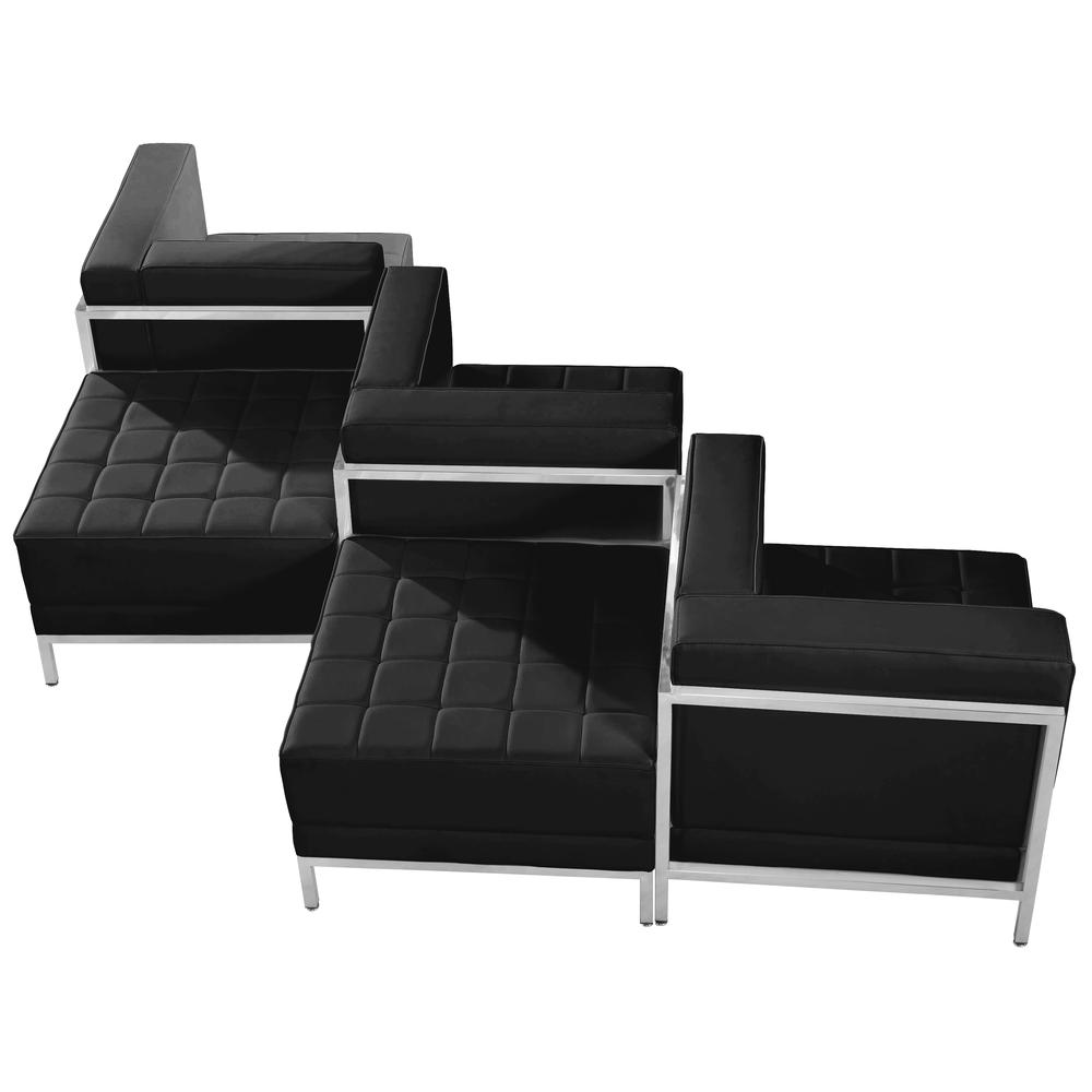 Imagination Black LeatherSoft 5 Piece Chair & Ottoman Set. Picture 1