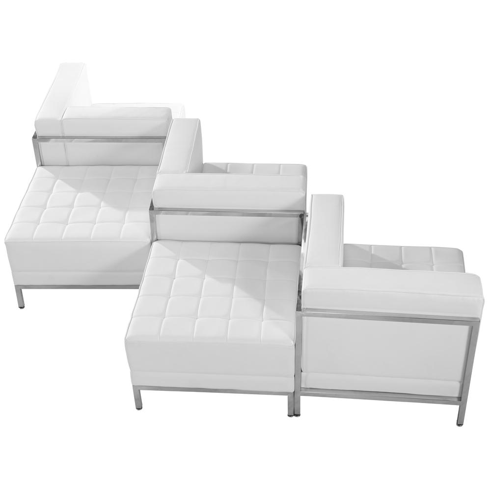 Imagination Melrose White LeatherSoft 5 Piece Chair & Ottoman Set. Picture 1