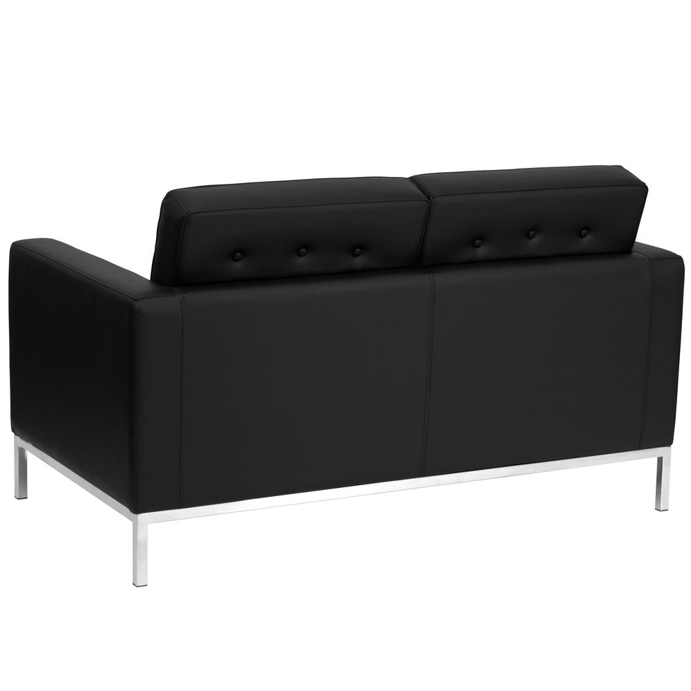 HERCULES Lacey Series Contemporary Black LeatherSoft Loveseat with Stainless Steel Frame. Picture 2