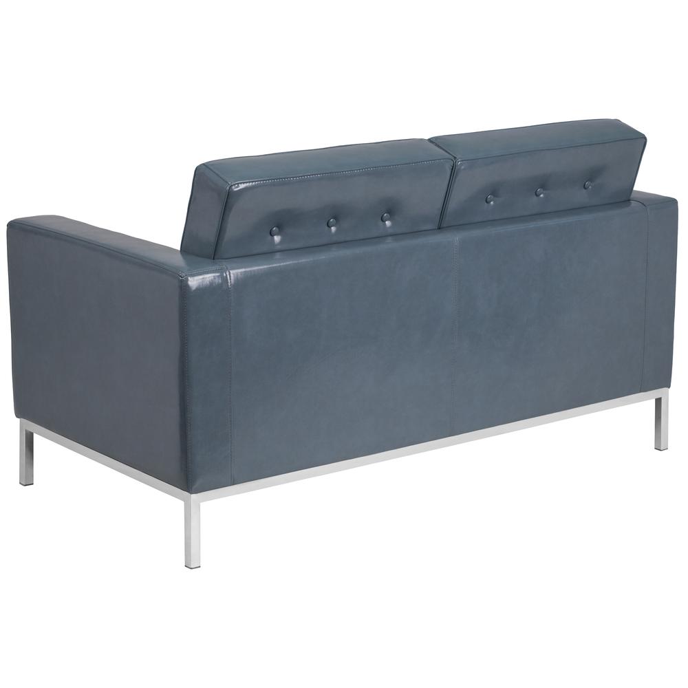 HERCULES Lacey Series Contemporary Gray LeatherSoft Loveseat with Stainless Steel Frame. Picture 2