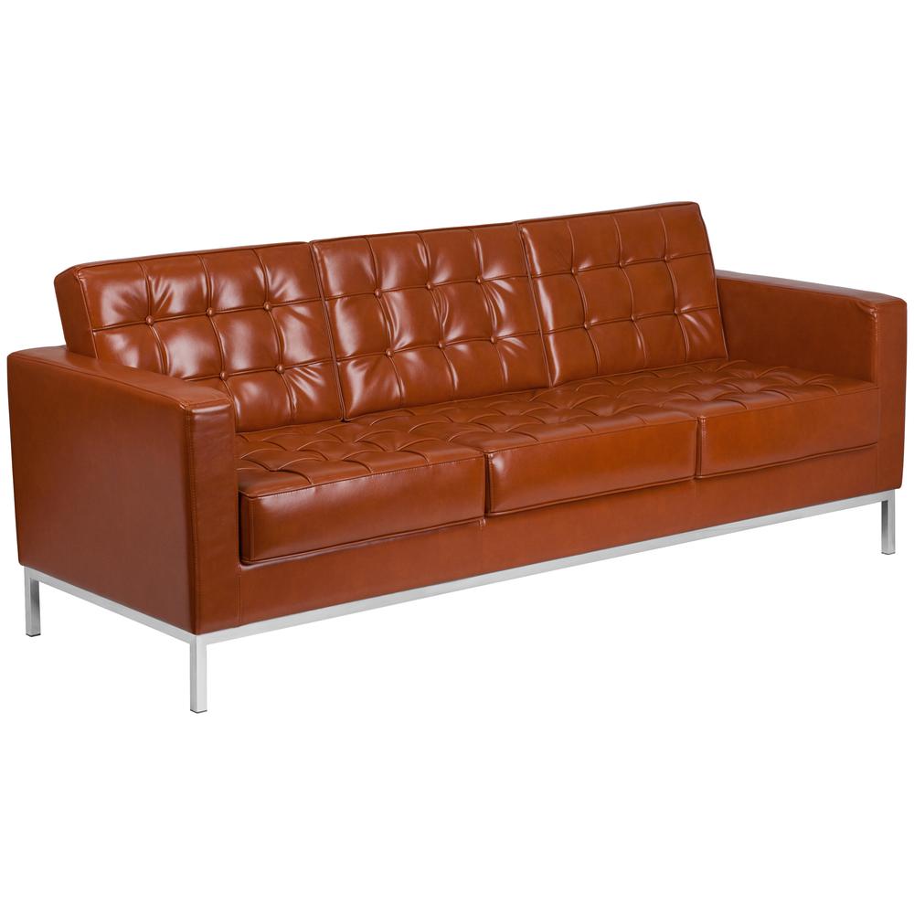 HERCULES Lacey Series Contemporary Cognac LeatherSoft Sofa with Stainless Steel Frame. The main picture.