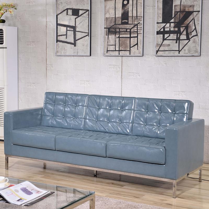 HERCULES Lacey Series Contemporary Gray LeatherSoft Sofa with Stainless Steel Frame. Picture 3