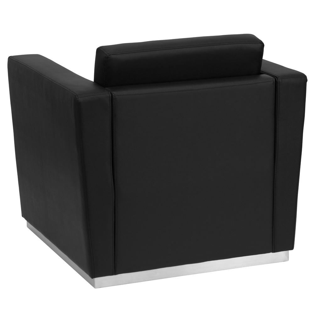 Contemporary Black LeatherSoft Chair with Stainless Steel Recessed Base. Picture 2