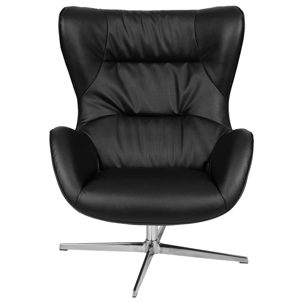 Gray LeatherSoft Swivel Wing Chair. Picture 2