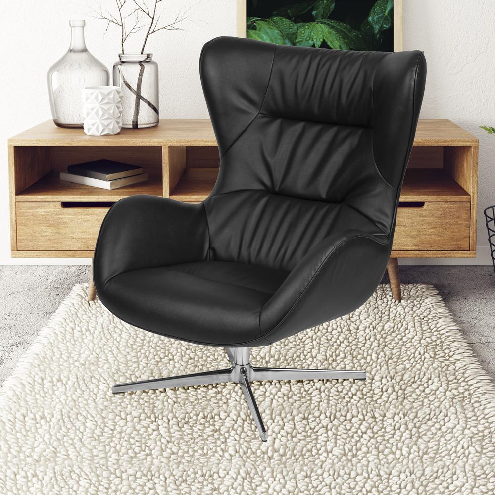 Gray LeatherSoft Swivel Wing Chair. Picture 4