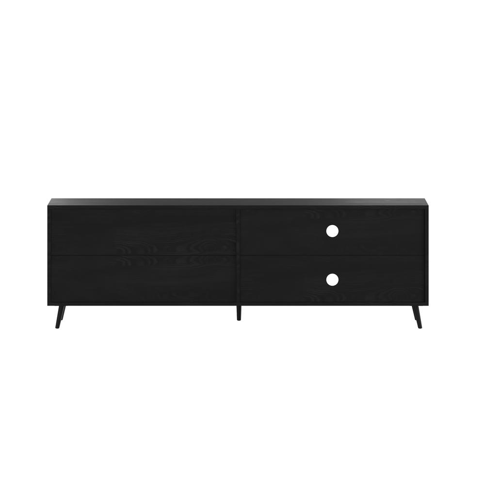 65" TV Stand for up to 60" TV's with Shelf and Storage Drawers, Black. Picture 8
