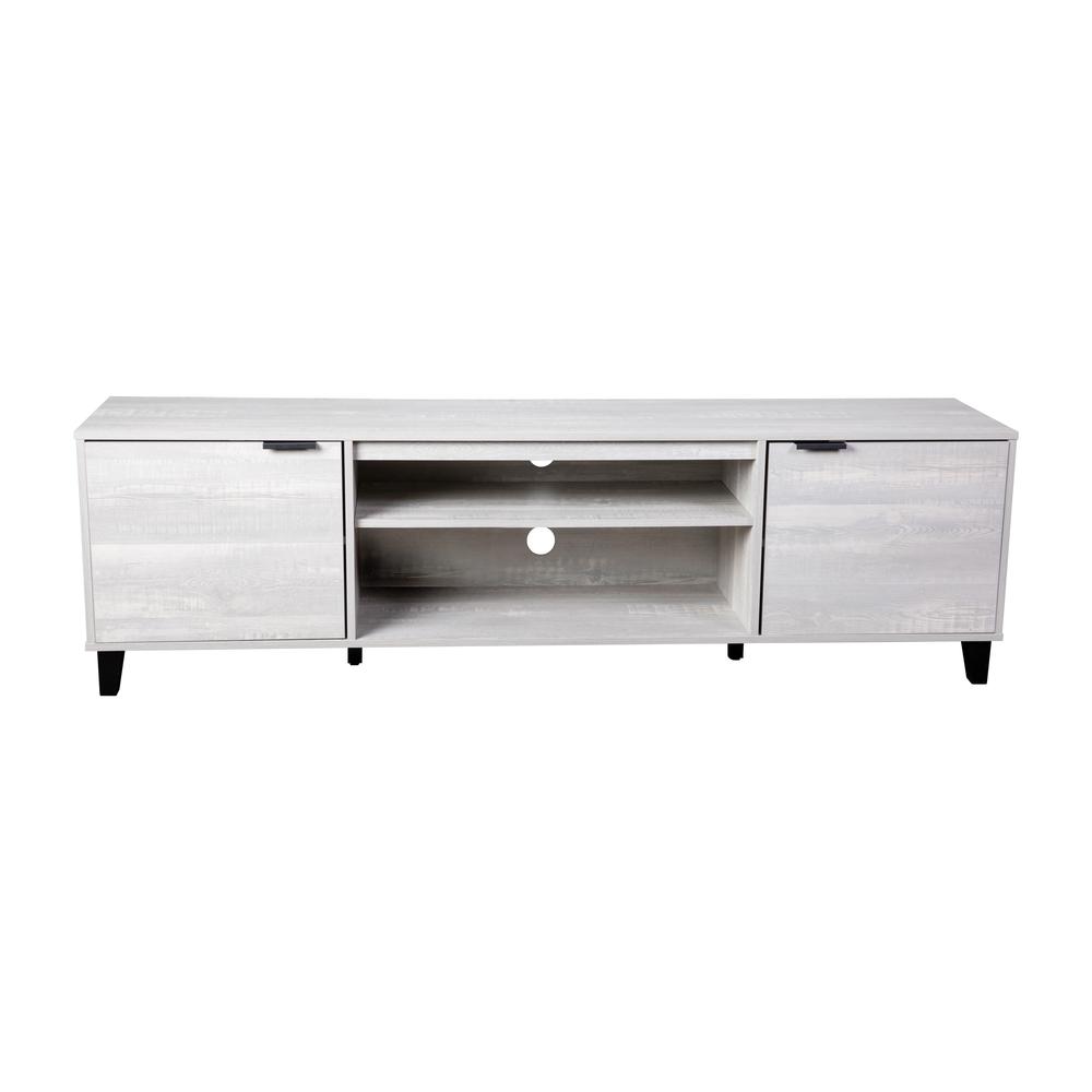 70" TV Stand for up to 60" TV's with Shelves and Dual Storage Compartments, Gray. Picture 2