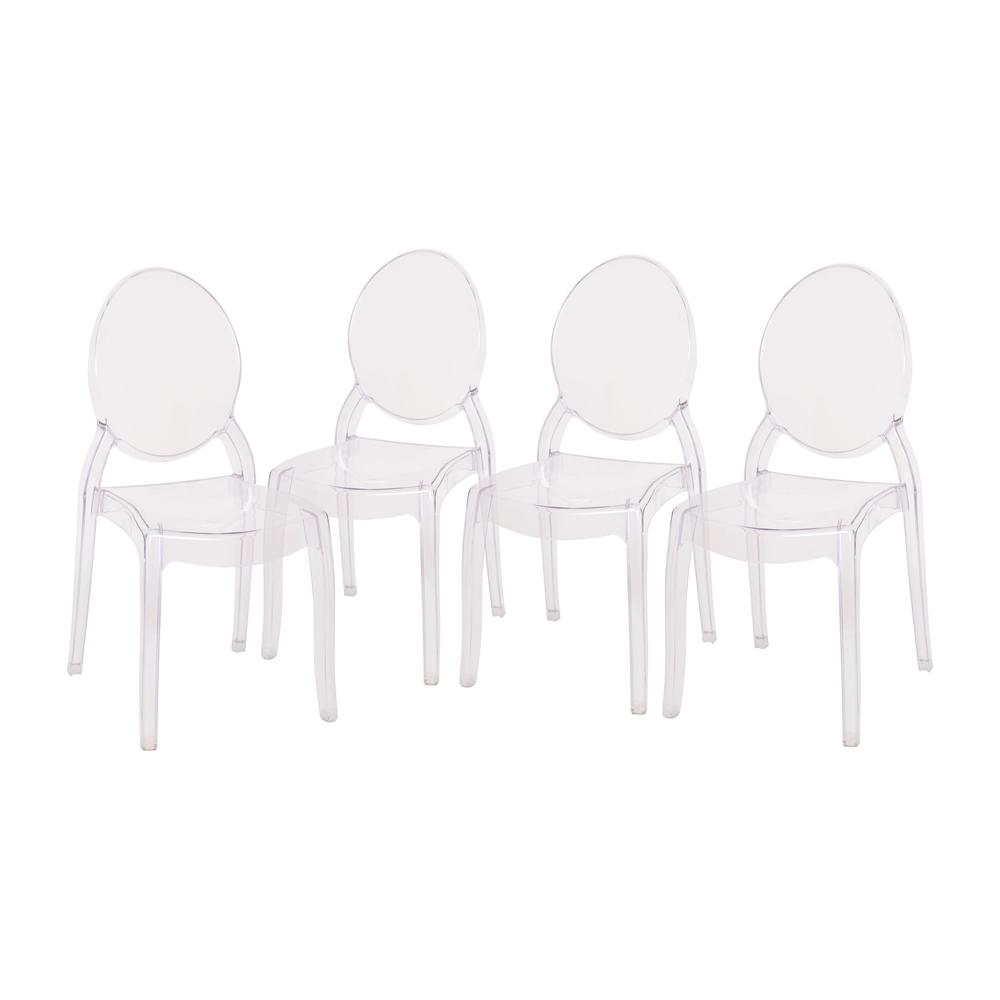 Set of 4 Transparent Crystal Extra Wide Resin 700 LB. Weight Capacity Banquet and Event Ghost Chairs for Indoor/Outdoor Use. Picture 2
