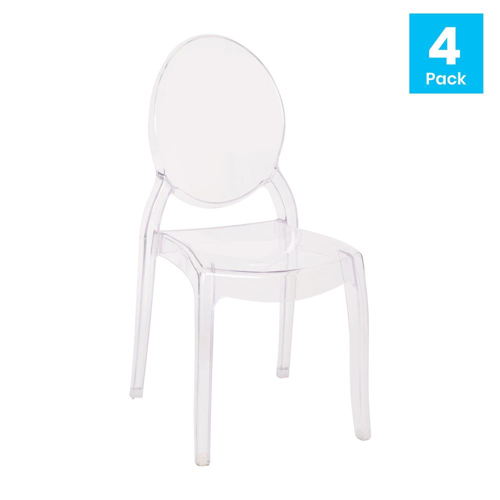 Set of 4 Transparent Crystal Extra Wide Resin 700 LB. Weight Capacity Banquet and Event Ghost Chairs for Indoor/Outdoor Use. Picture 1