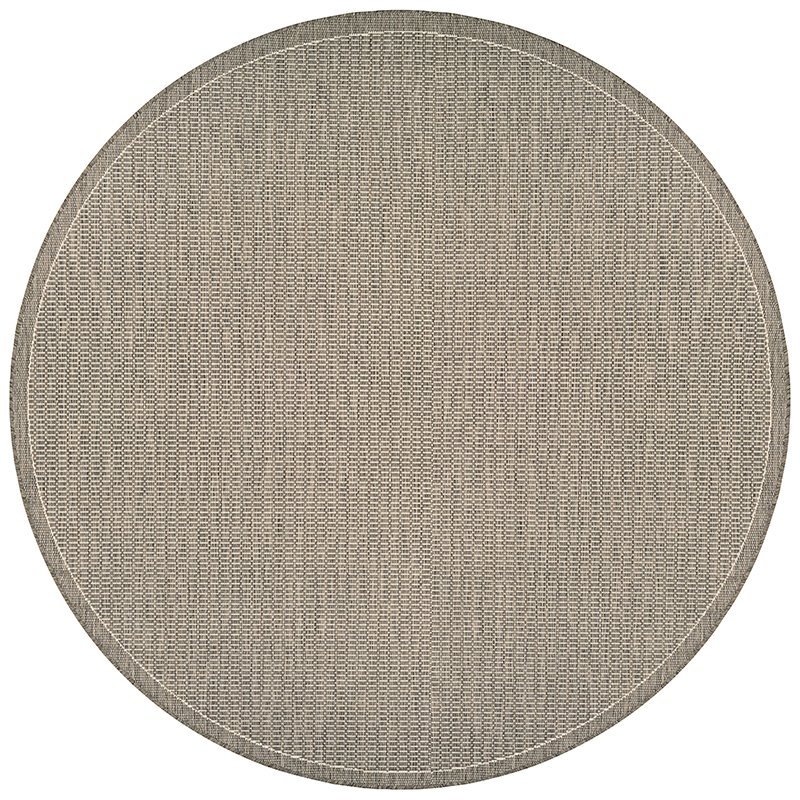 Saddlestitch Area Rug, Champagne/Taupe ,Round, 7'6" x 7'6". Picture 1