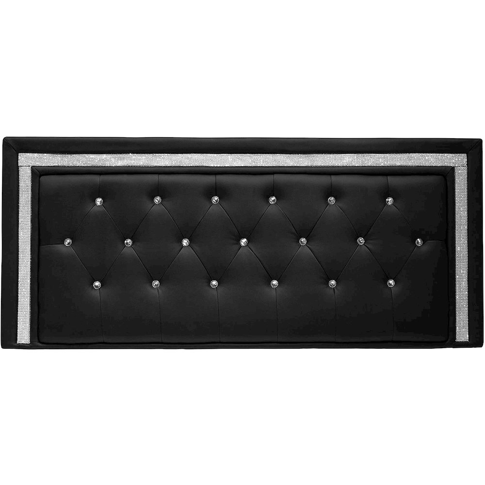 Best Master Faux Leather Twin Headboard Tufted Crystals Rhinestone in Black. Picture 1
