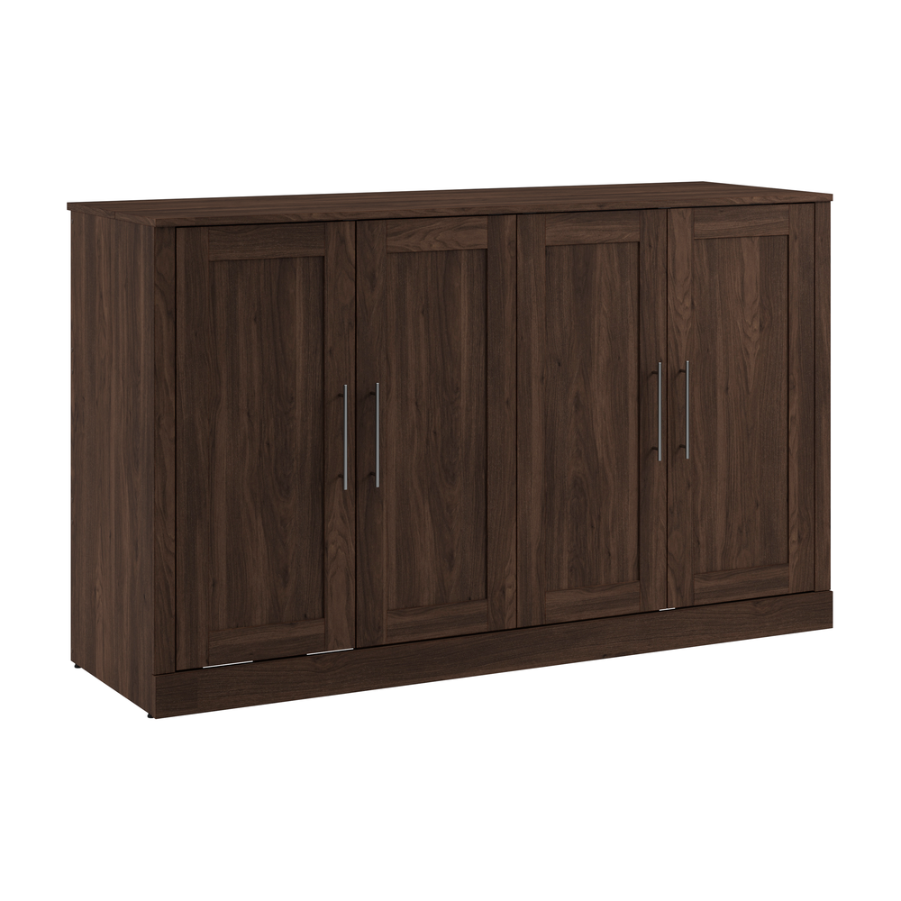 75W Queen Cabinet Bed with Mattress in Black Walnut. Picture 1