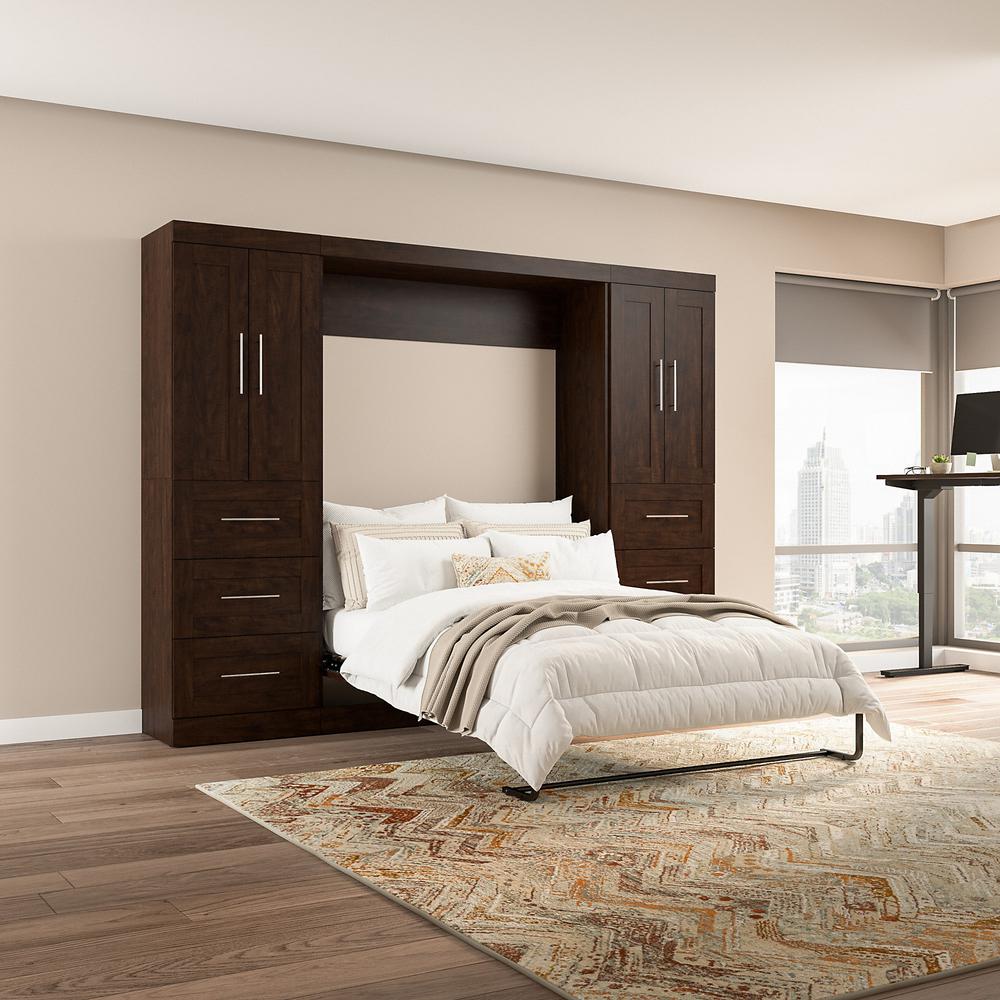Pur Full Murphy Bed with Closet Storage Cabinets (109W) in Chocolate. Picture 4
