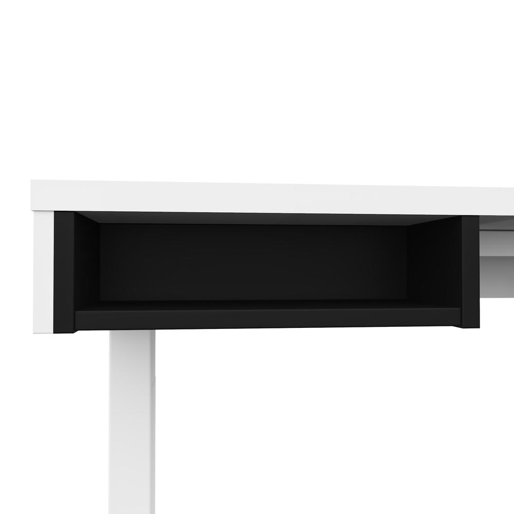 Height Adjustable L-Desk in White and Black. Picture 5