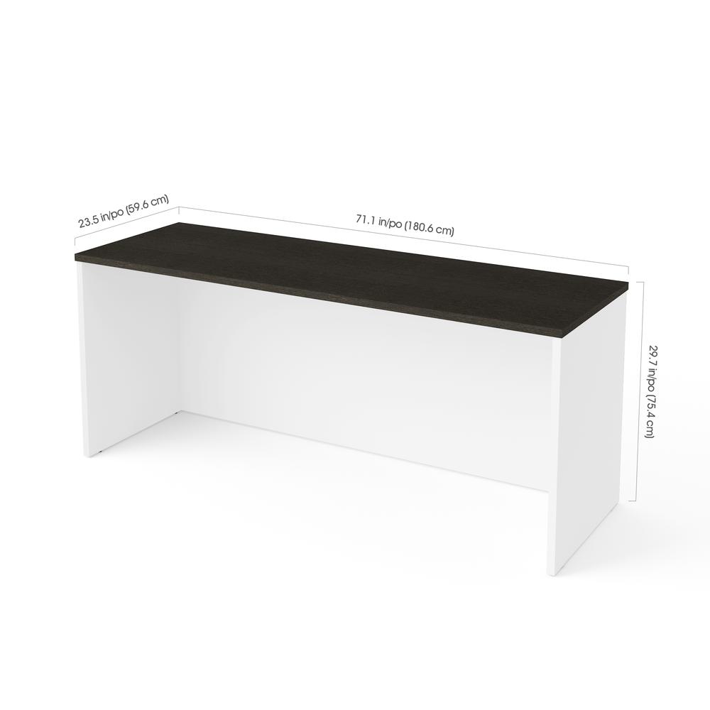 Bestar Pro-Concept Plus 72W Narrow Desk Shell in white & deep grey. Picture 2