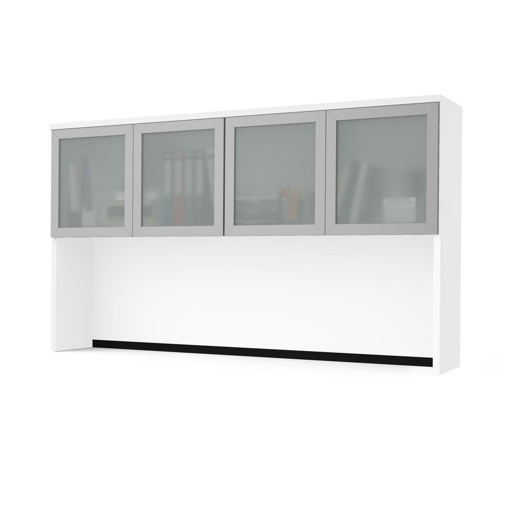 Bestar Pro-Concept Plus 72W Hutch with Frosted Glass Doors , White. Picture 1