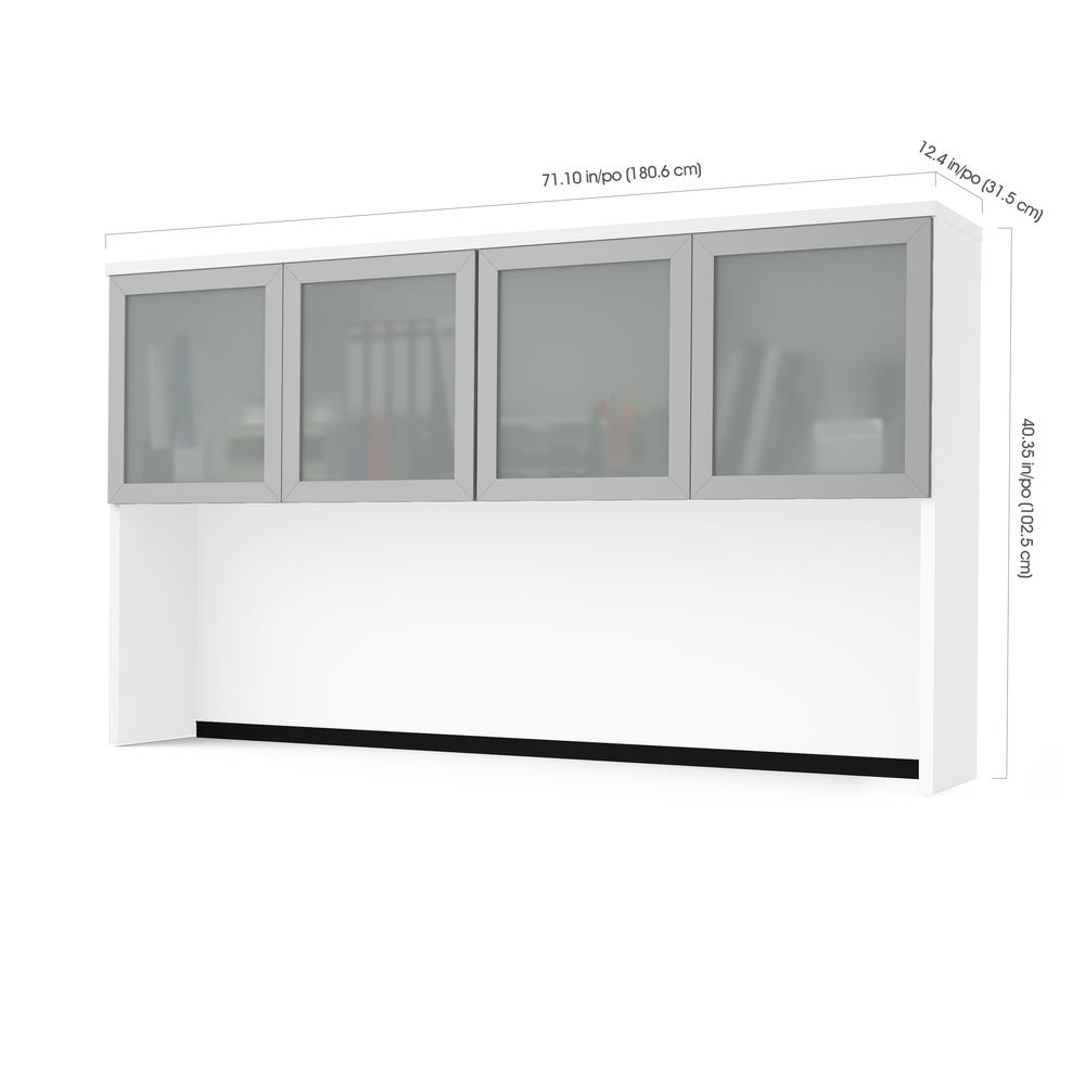 Bestar Pro-Concept Plus 72W Hutch with Frosted Glass Doors , White. Picture 2