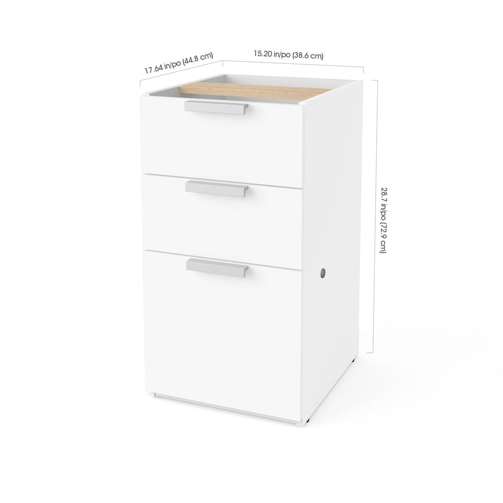 Bestar Pro-Concept Plus 16W Add-On Pedestal with 3 Drawers , White. Picture 2
