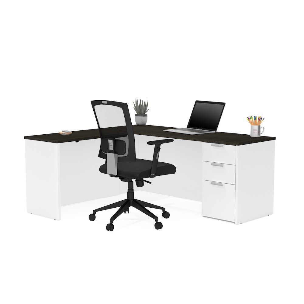 Pro-Concept Plus L-Desk in White & Deep Grey. Picture 1