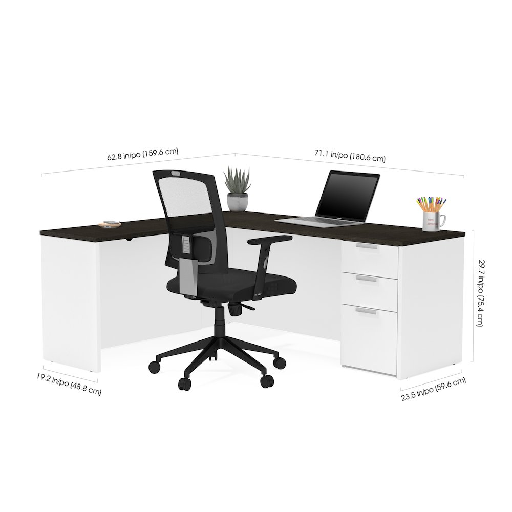 Pro-Concept Plus L-Desk in White & Deep Grey. Picture 2