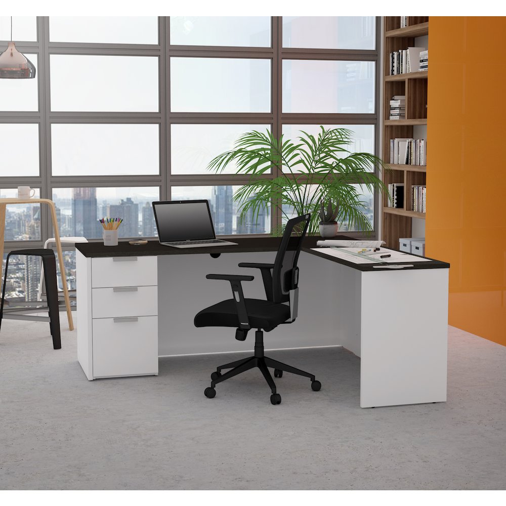 Pro-Concept Plus L-Desk in White & Deep Grey. Picture 3