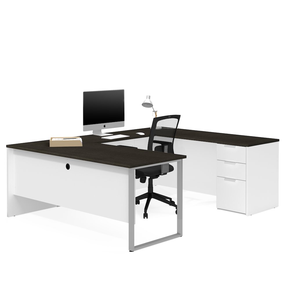Pro-Concept Plus U-Desk in White & Deep Grey. Picture 1