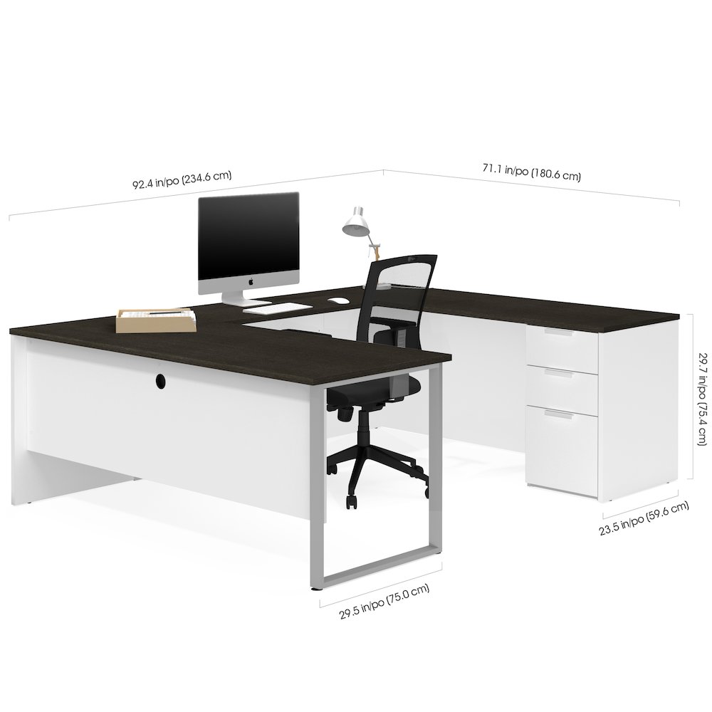 Pro-Concept Plus U-Desk in White & Deep Grey. Picture 3