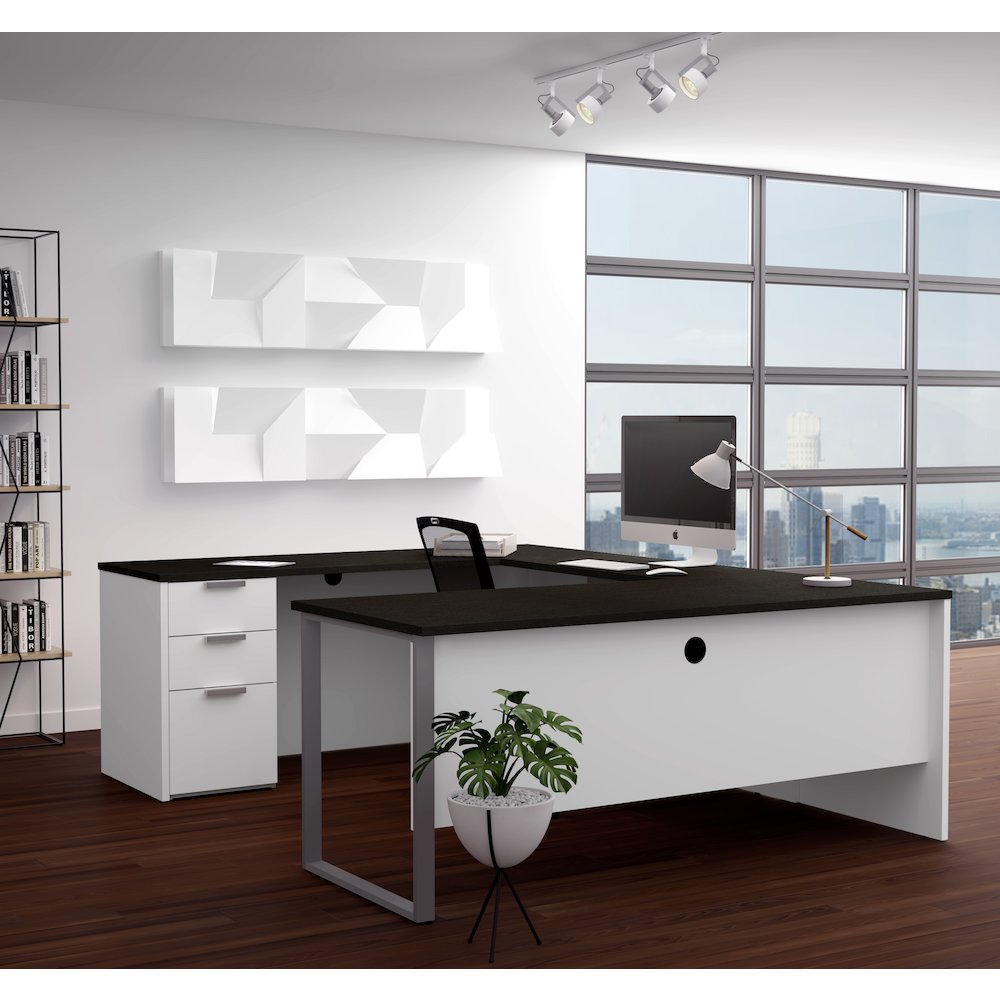 Pro-Concept Plus U-Desk in White & Deep Grey. Picture 2