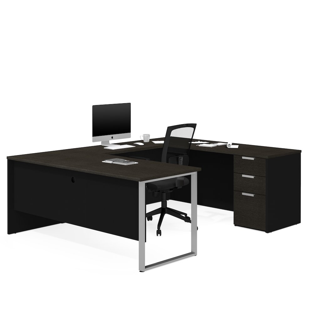 Pro-Concept Plus U-Desk in Deep Grey & Black. Picture 1