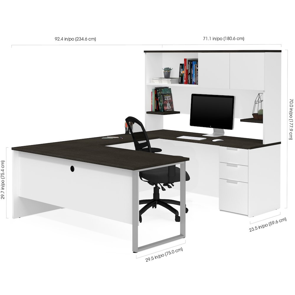 Pro-Concept Plus U-Desk with Hutch in White & Deep Grey. Picture 2