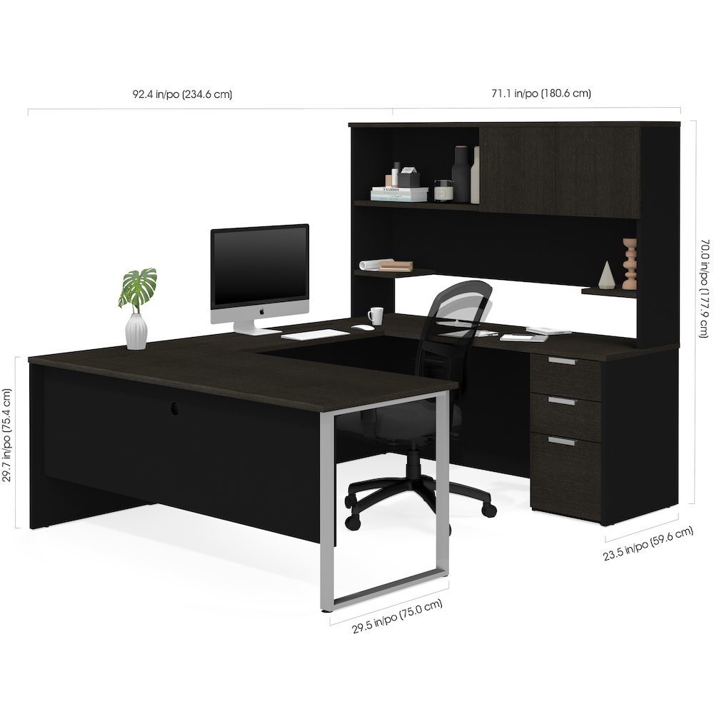 Pro-Concept Plus U-Desk with Hutch in Deep Grey & Black. Picture 2